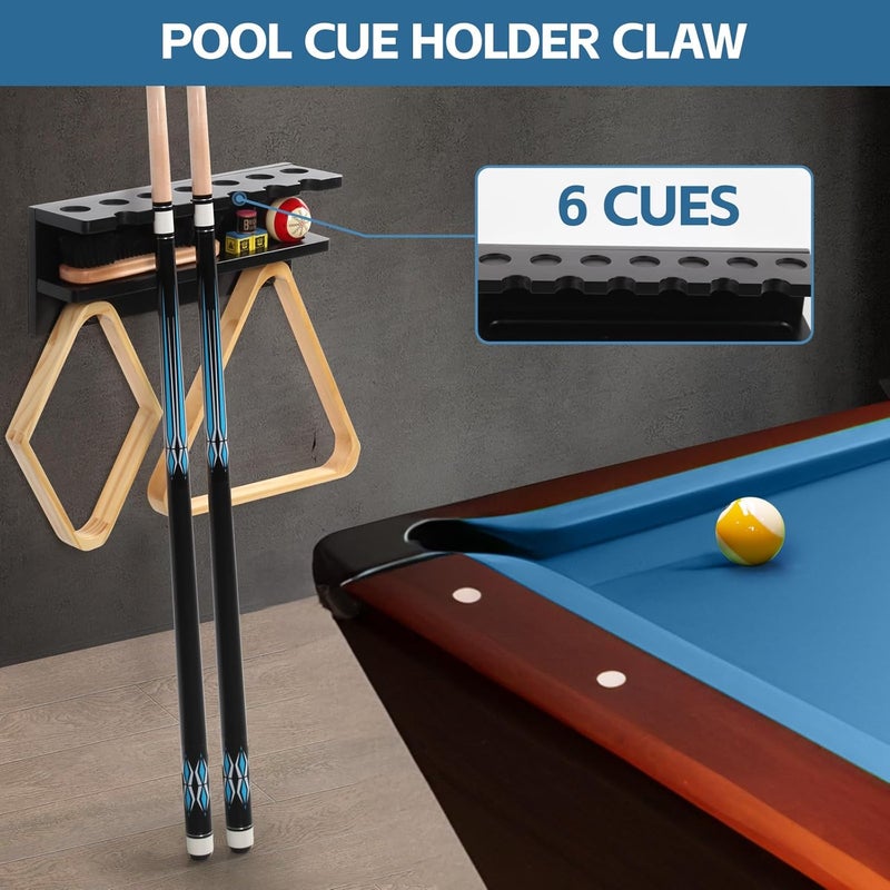 Onemacc Pool Stick Holder Wall Mount, Solid Wood Billiards Cue Rack for 7 Sticks, Claw Wall Mount for Billiards Decor, Accessories, Black - Image 5